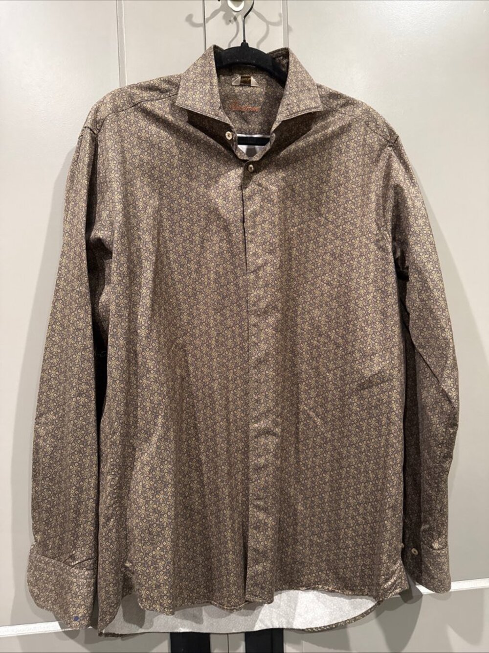 Stenströms Fitted Body Cotton Long Sleeve Button Up Dress Shirt Mens L